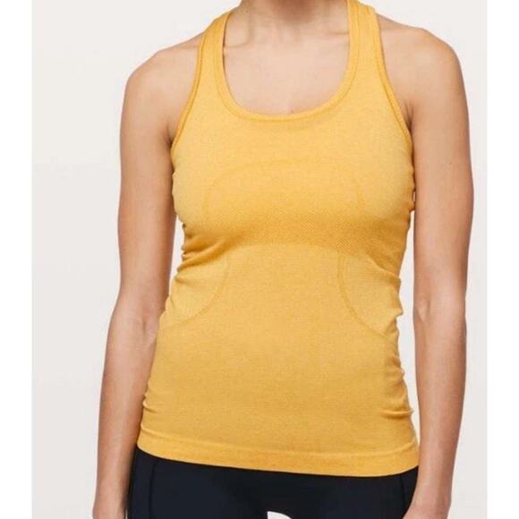Lululemon Honey Lemon Golden Orange Yellow Swiftly Tech Racerback Tank Top 10 - Picture 1 of 7